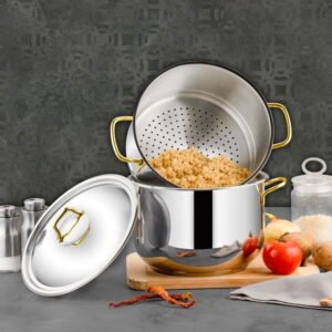 قدر مندي 3 قطع مع مصفاة 26 لون ذهبي سادة ozlife ela