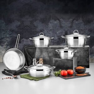 طقم أواني طهي بولو 9 قطع ذهبي سادة ozlife