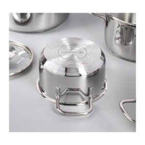 Alternative view of قدر ستانلس ستيل 18/10 بيرلا بغطاء بايركس 20 سم سعة 3.5 لتر Korkmaz