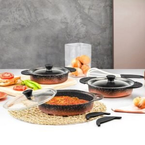 طقم مقالي إيبيزا 6 قطع مع الغطاء باللون الوردي ozlife