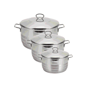 طقم أواني الطبخ ستانلس ستيل 18/10 Astra ثلاث قطع Korkmaz